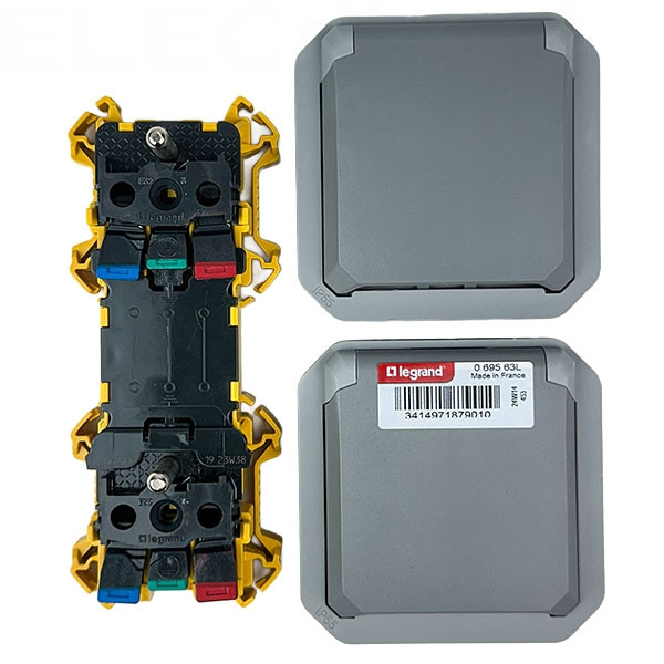 Legrand - Plexo - Double prise 2P+T - 16A - 250V - composable - précâblée - verticale - IP55/IK08 - 069563L