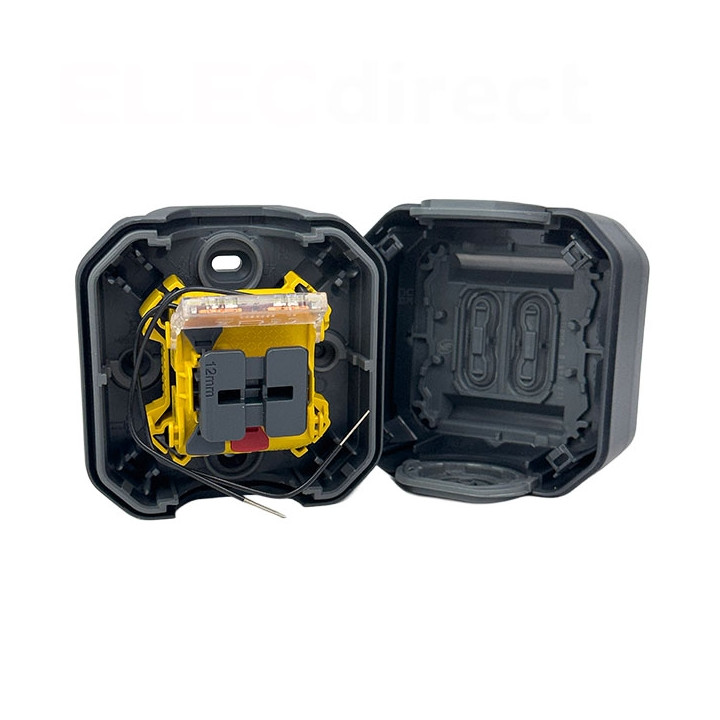 Legrand - Plexo - Interrupteur ou Va-et-Vient - témoin - 10A - 250V - Anthracite - IP55/IK08 - Réf : 069721L
