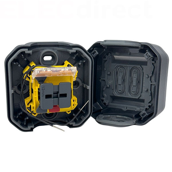 Legrand - Plexo - Interrupteur ou Va-et-Vient - témoin - 10A - 250V - Anthracite - IP55/IK08 - Réf : 069721L