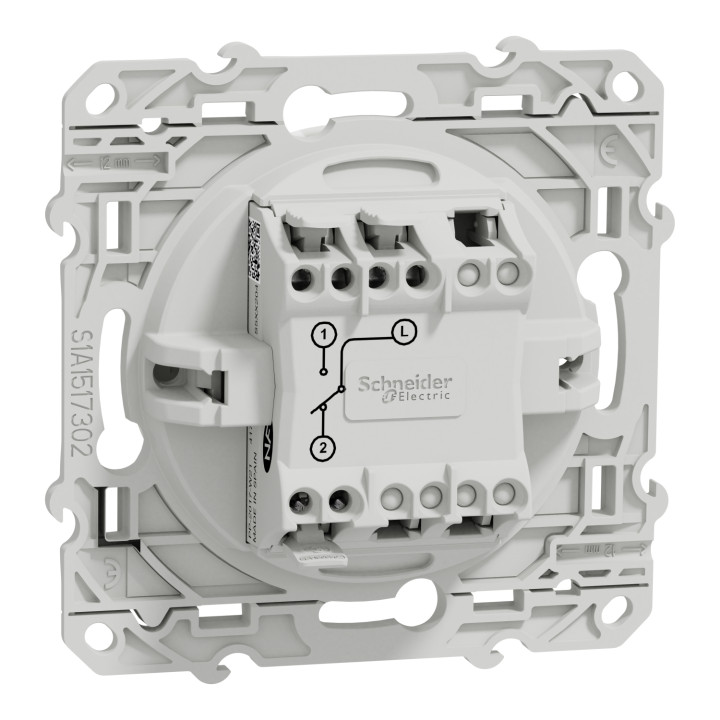 Schneider - Odace 2011 - Va-et-Vient + Plaque + Boîte d'encastrement SIB BBC - Blanc - Ref. : S520204 + S520702+ P36840