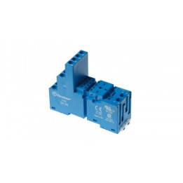 Finder - Support avec bornes à cage - Étrier plastique - Rail DIN - 10A - 250V - Bleu - Réf : 9404SPA