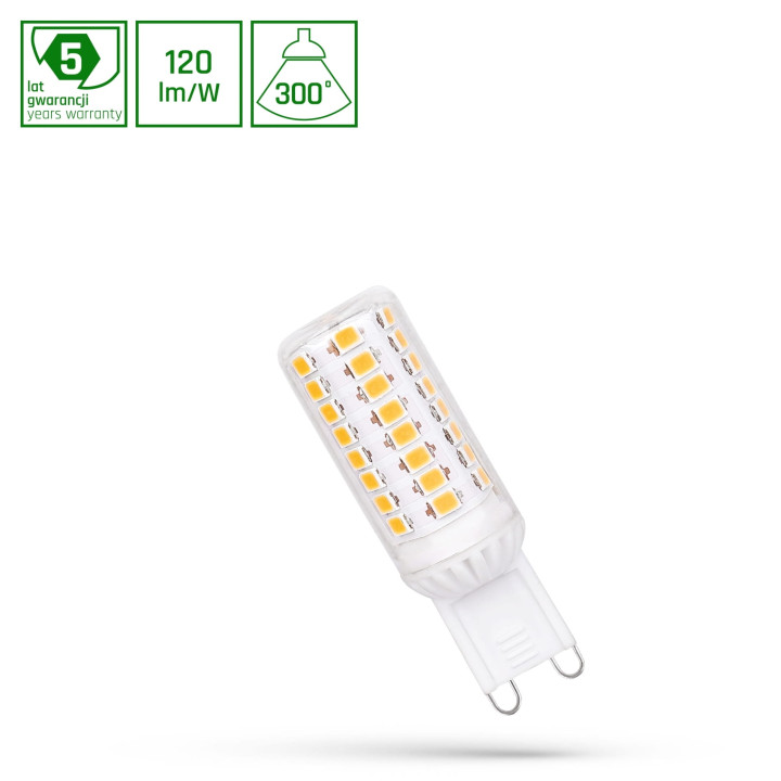 Spectrum - Ampoule LED G9 4,5W Premium - 3000K, 510lm, 50 000h - Réf : WOJ+14436