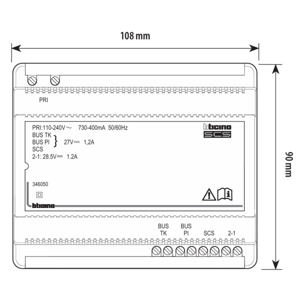 Legrand - Alimentation et adaptateur vidéo pour portier - 110V à 240V - 27V : 1,2A - 6 modules - Réf : BT346050