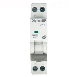 Digital Electric - Disjoncteur phase neutre - 10A - 4,5 kA - courbe C - Réf : 01010