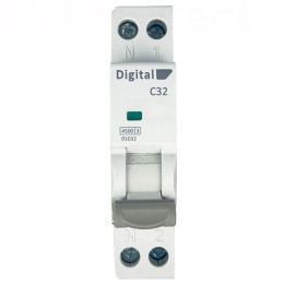 Digital Electric - Disjoncteur phase neutre - 32A - 4,5 kA - courbe C - Réf : 01032
