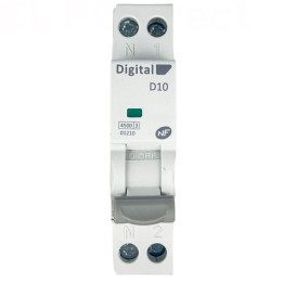 Digital Electric - Disjoncteur phase neutre - 10A - 4,5 kA - courbe D - Réf : 01210