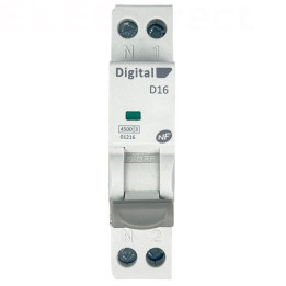 Digital Electric - Disjoncteur phase neutre - 16A - 4,5 kA - courbe D - Réf : 01216