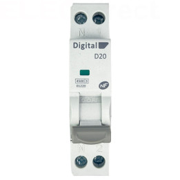 Digital Electric - Disjoncteur phase neutre - 20A - 4,5 kA - courbe D - Réf : 01220