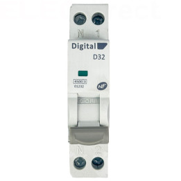 Digital Electric - Disjoncteur phase neutre - 32A - 4,5 kA - courbe D - Réf : 01232