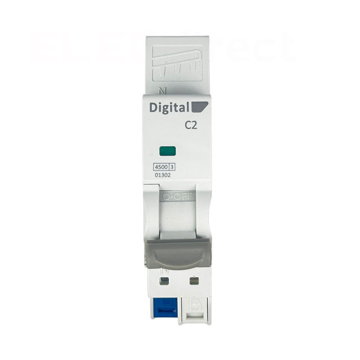 Digital Electric - Disjoncteur 2A Ph/N - Courbe C - 4,5 kA - Embrochable - Réf : 01302