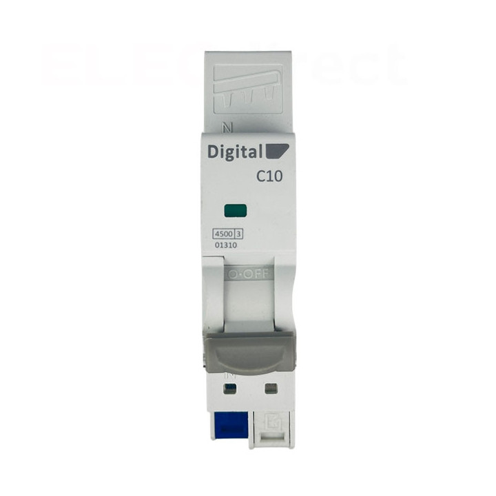 Digital Electric - Disjoncteur 10A Ph/N - Courbe C - 4,5 kA - Embrochable - Réf : 01310