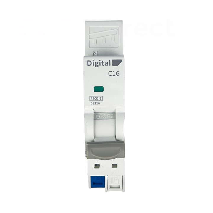 Digital Electric - Disjoncteur 16A Ph/N - Courbe C - 4,5 kA - Embrochable - Réf : 01316