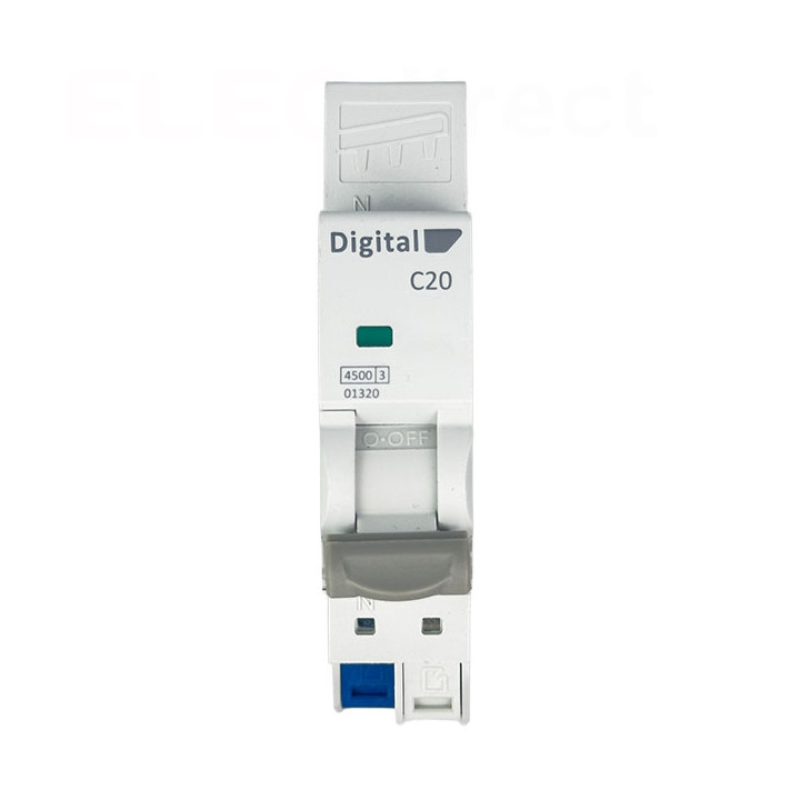 Digital Electric - Disjoncteur 20A Ph/N - Courbe C - 4,5 kA - Embrochable - Réf : 01320