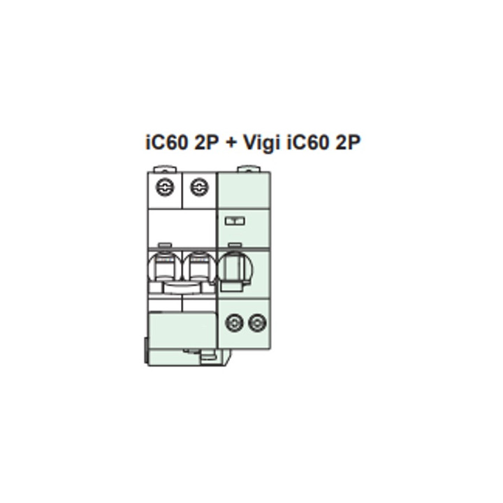 Schneider - Acti9 - iC60 - Bloc dif Vigi - 2P - 63A - 30mA - type AC - 230V - Réf : A9V11263