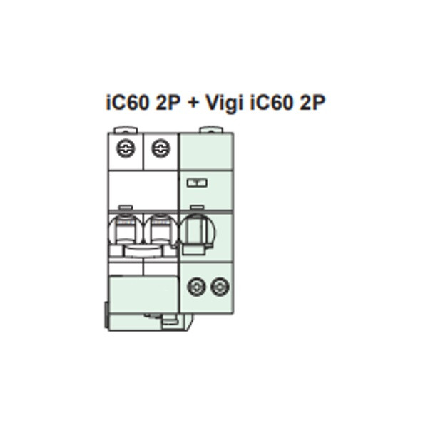 Schneider - Acti9 - iC60 - Bloc dif Vigi - 2P - 63A - 30mA - type AC - 230V - Réf : A9V11263