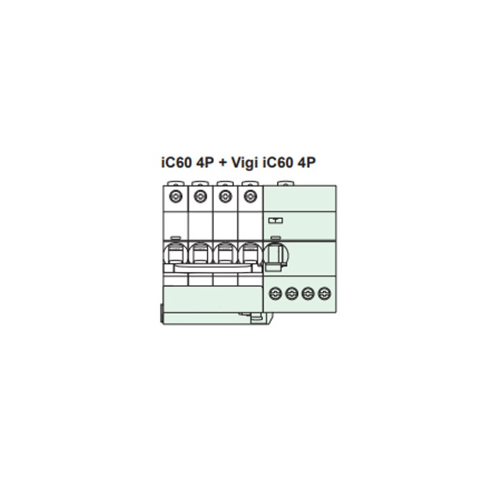 Schneider - Acti9 - iC60 - Bloc dif Vigi - 4P - 63A - 300mA - type AC - 400V - Réf : A9V14463