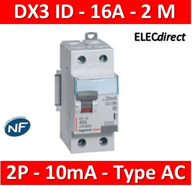 LEGRAND - Inter différentiel DX3 2P - 40A - 30mA - Type AC - Départ Haut à  vis - 411611 - ELECdirect Vente Matériel Électrique