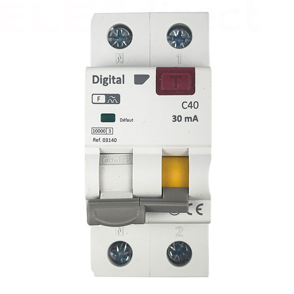 Digital Electric - Disjoncteur Différentiel 2P - 40A - 30mA Type F - 10kA - Réf : 03140
