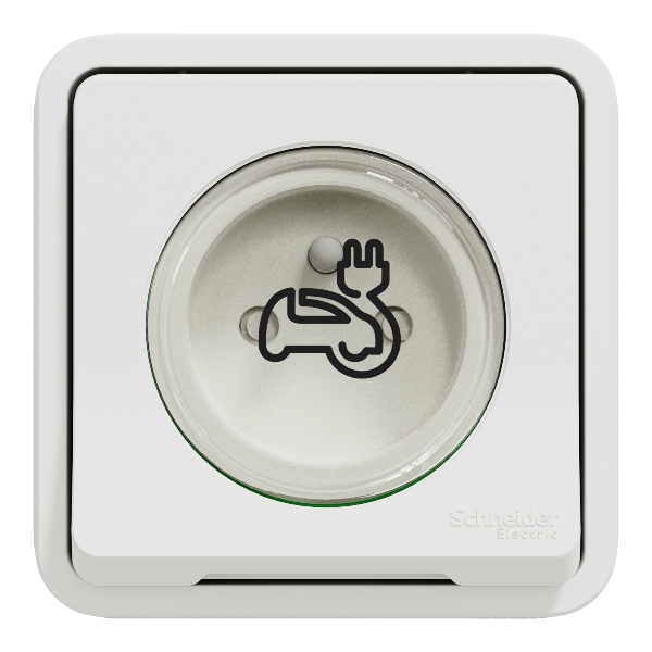 Schneider - Mureva Styl - Prise courant 2P+T - renforcée pour VE - encastré - IP55 - IK08 - blanc - MUR39011