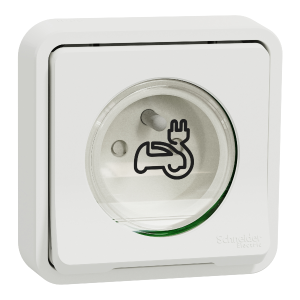 Schneider - Mureva Styl - Prise courant 2P+T - Renforcée pour VE - Encastré - IP55/IK08 - Blanc- Ref : MUR39011