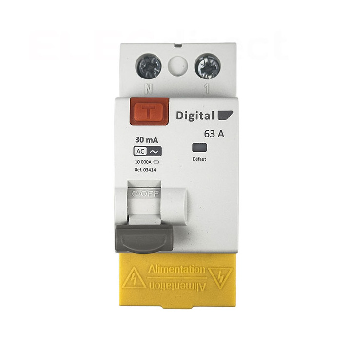 Digital Electric - Interrupteur différentiel 2P - 63A - 30mA - type AC - Réf : 03414