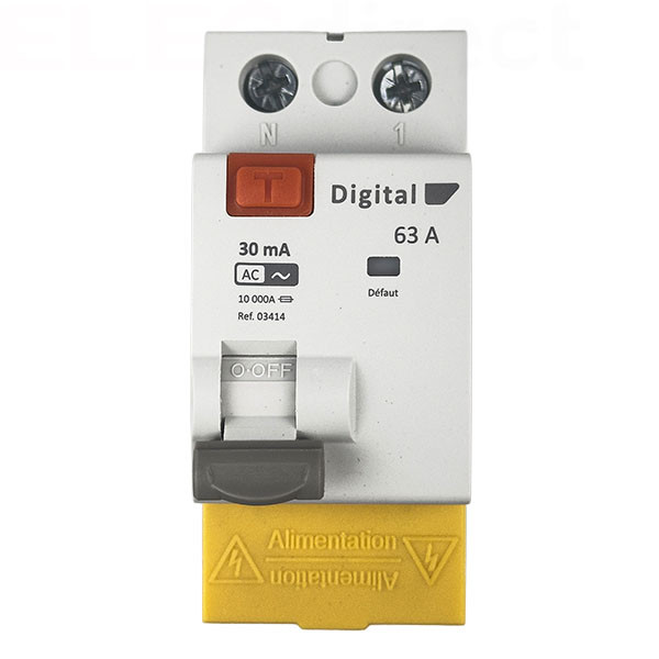 Digital Electric - Interrupteur différentiel 2P - 63A - 30mA - type AC - Réf : 03414