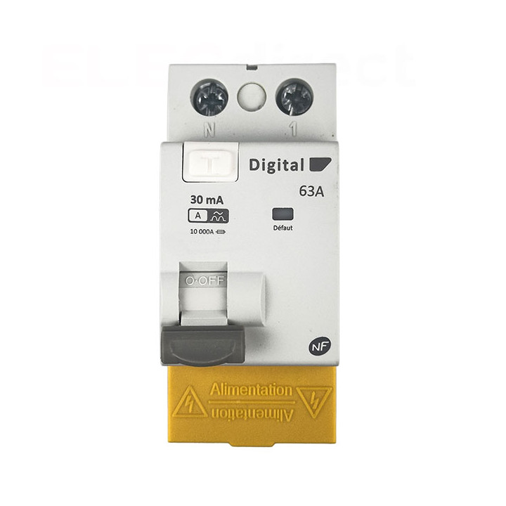 Digital Electric - Interrupteur différentiel 2P - 63A - 30mA - type A - Réf : 03424