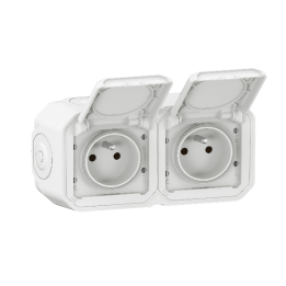Legrand - Plexo - Double prise de courant saillie prêt à poser - 2 x 2P+T - IP55 - Réf : 069621Lx2 + 069690L