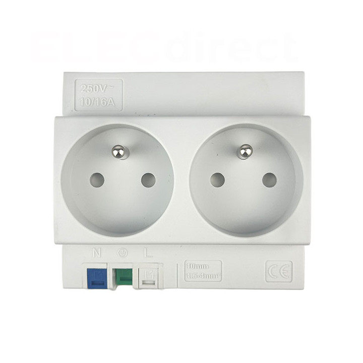 Digital Electric - Prise modulaire double 2 x 2P+T 16A 250V  à éclips - Réf : 04564