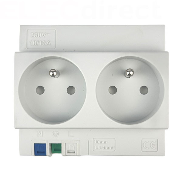 Digital Electric - Prise modulaire double 2 x 2P+T 16A 250V  à éclips - Réf : 04564