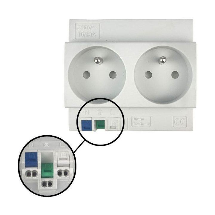 Digital Electric - Prise modulaire double 2 x 2P+T 16A 250V  à éclips - Réf : 04564