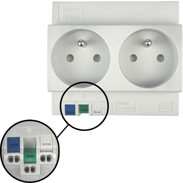 Digital Electric - Prise modulaire double 2 x 2P+T 16A 250V  à éclips - Réf : 04564
