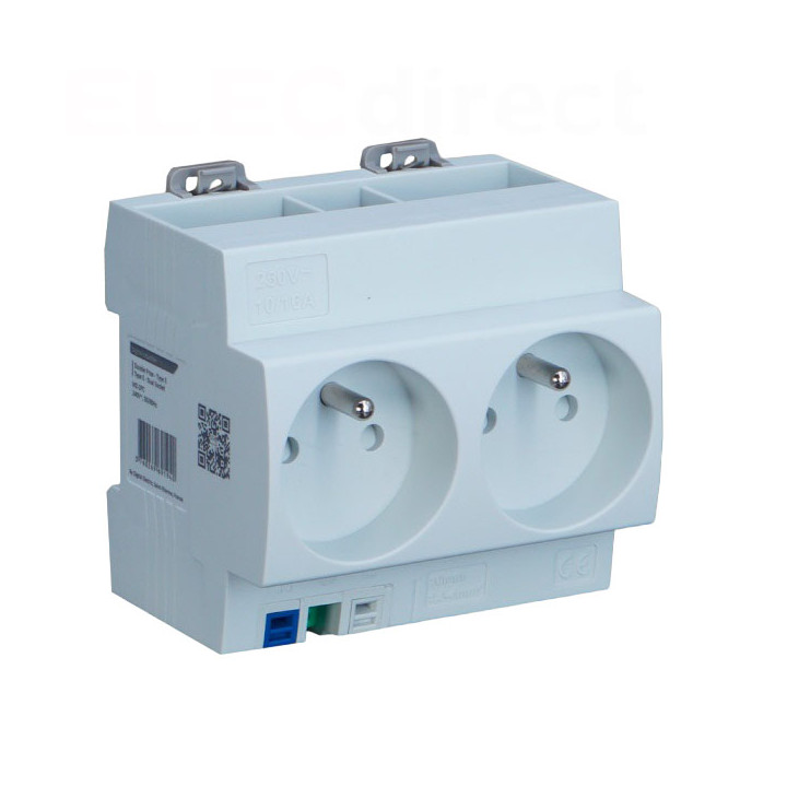 Digital Electric - Prise modulaire double 2 x 2P+T 16A 250V  à éclips - Réf : 04564