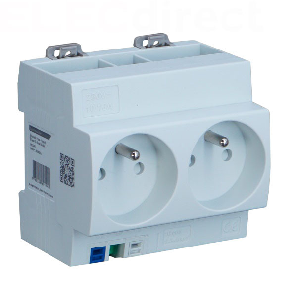 Digital Electric - Prise modulaire double 2 x 2P+T 16A 250V  à éclips - Réf : 04564