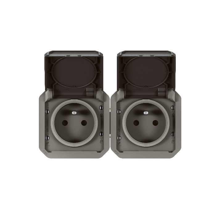 Legrand Plexo - Double prise 2P+T - 16A - 250V - composable - précâblée - horizontale - IP55/IK08 - Anthracite - Réf : 069842L