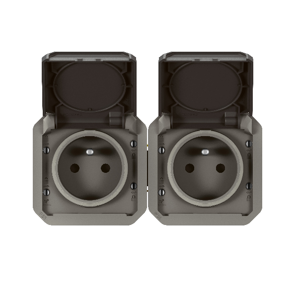 Legrand Plexo - Double prise 2P+T - 16A - 250V - composable - précâblée - horizontale - IP55/IK08 - Anthracite - Réf : 069842L
