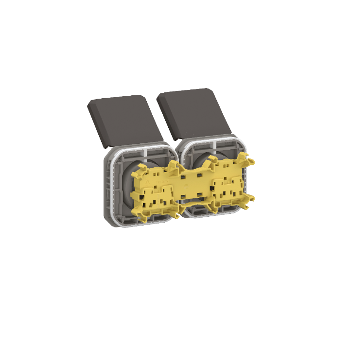 Legrand Plexo - Double prise 2P+T - 16A - 250V - composable - précâblée - horizontale - IP55/IK08 - Anthracite - Réf : 069842L