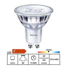 Philips - Corepro LEDspot - GU10 - 4000K - 4W - 350lm - Réf : 358850