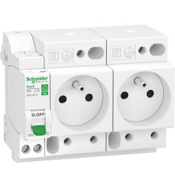 Schneider - Combiné disj 1P+N16A +2 prises de courant - courbe C - XE - Réf : R9ECS616