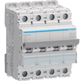 HAGER - Disjoncteur 4P - 32A - 25kA - Courbe D - 4M - Réf : NSN432
