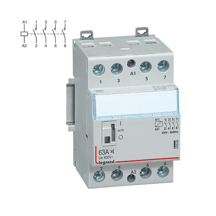 Legrand - Contacteur de puissance 4P bobine 230V - Silencieux - 63A - 4F - 3M - Réf : 412563