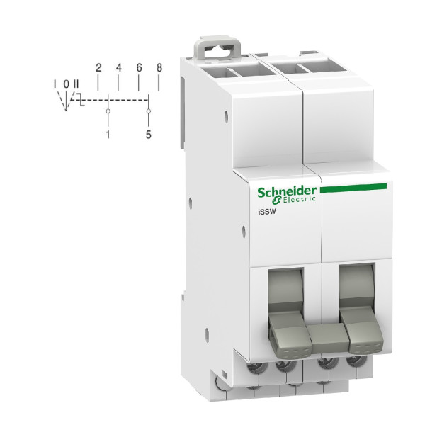 Schneider - Acti9, iSSW commutateur 3 positions 2 contacts inverseurs OF 20A - 230V - Réf : A9E18074