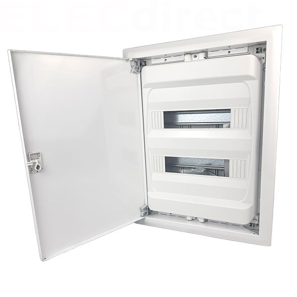 Digital electric - Coffret encastré vide - IP40 porte métal extra plate - 2 rangées - 28 mod - Réf : 07434