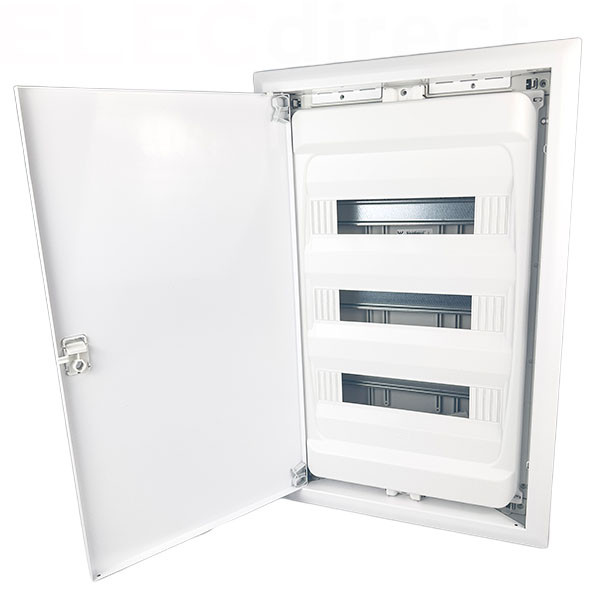 Digital Electric - Coffret encastré vide - IP40 porte métal extra plate - 3 rangées - 42 mod - Réf : 07436