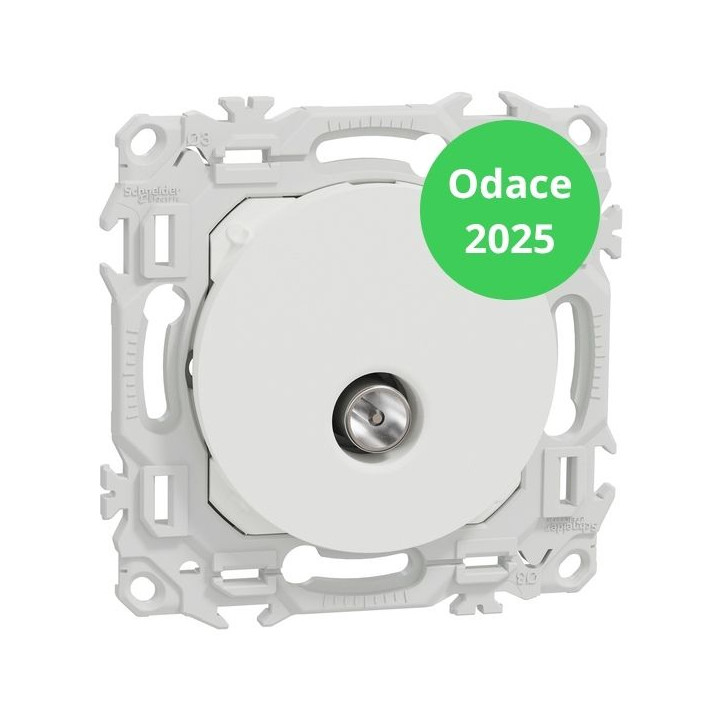 Schneider - Odace 2025 - prise TV simple mâle - sortie coaxiale - blanc craie - Réf : S920445