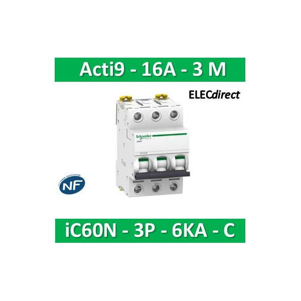 Disjoncteur triphasé 16A A9F77316 SCHNEIDER