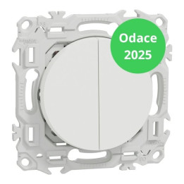 Schneider - Odace 2025 - double va-et-vient ou poussoir - 10AX - blanc craie - Réf : S920214