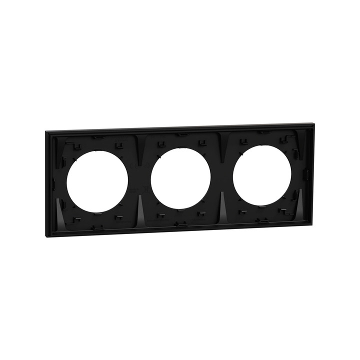 Schneider - Odace 2025 - plaque de finition 3 postes - Noir onyx - Réf : S940706