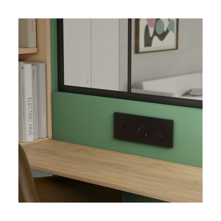 Schneider - Odace 2025 - plaque de finition 3 postes - Noir onyx - Réf : S940706