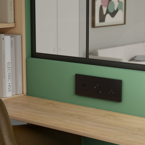 Schneider - Odace 2025 - plaque de finition 3 postes - Noir onyx - Réf : S940706